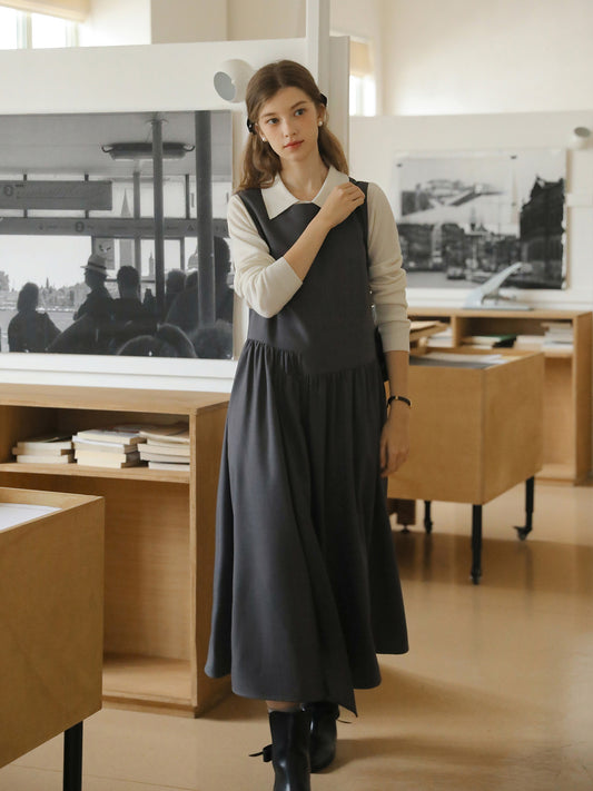 Asymmetric Overlapped Sleeveless Dress