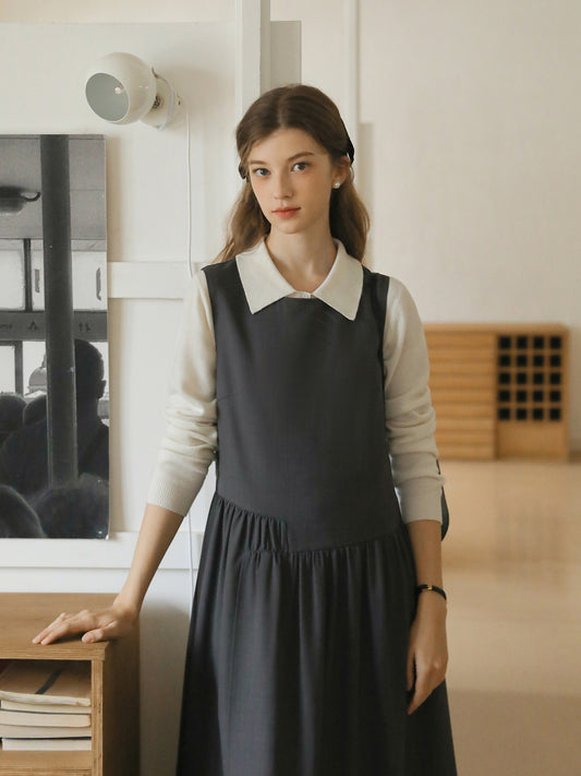 Asymmetric Overlapped Sleeveless Dress