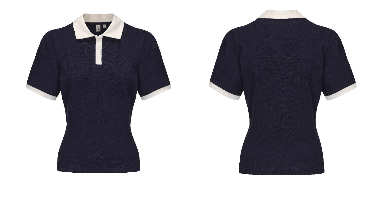 Fitted Waist Basic Polo Shirt