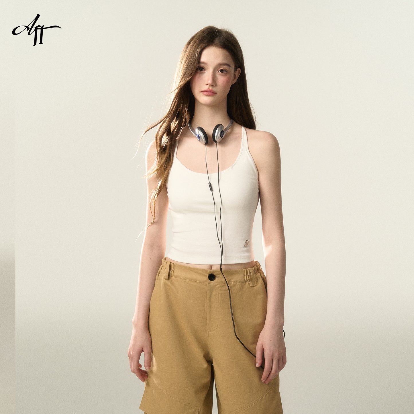 Cross-Strap Padded Cotton Camisole Top