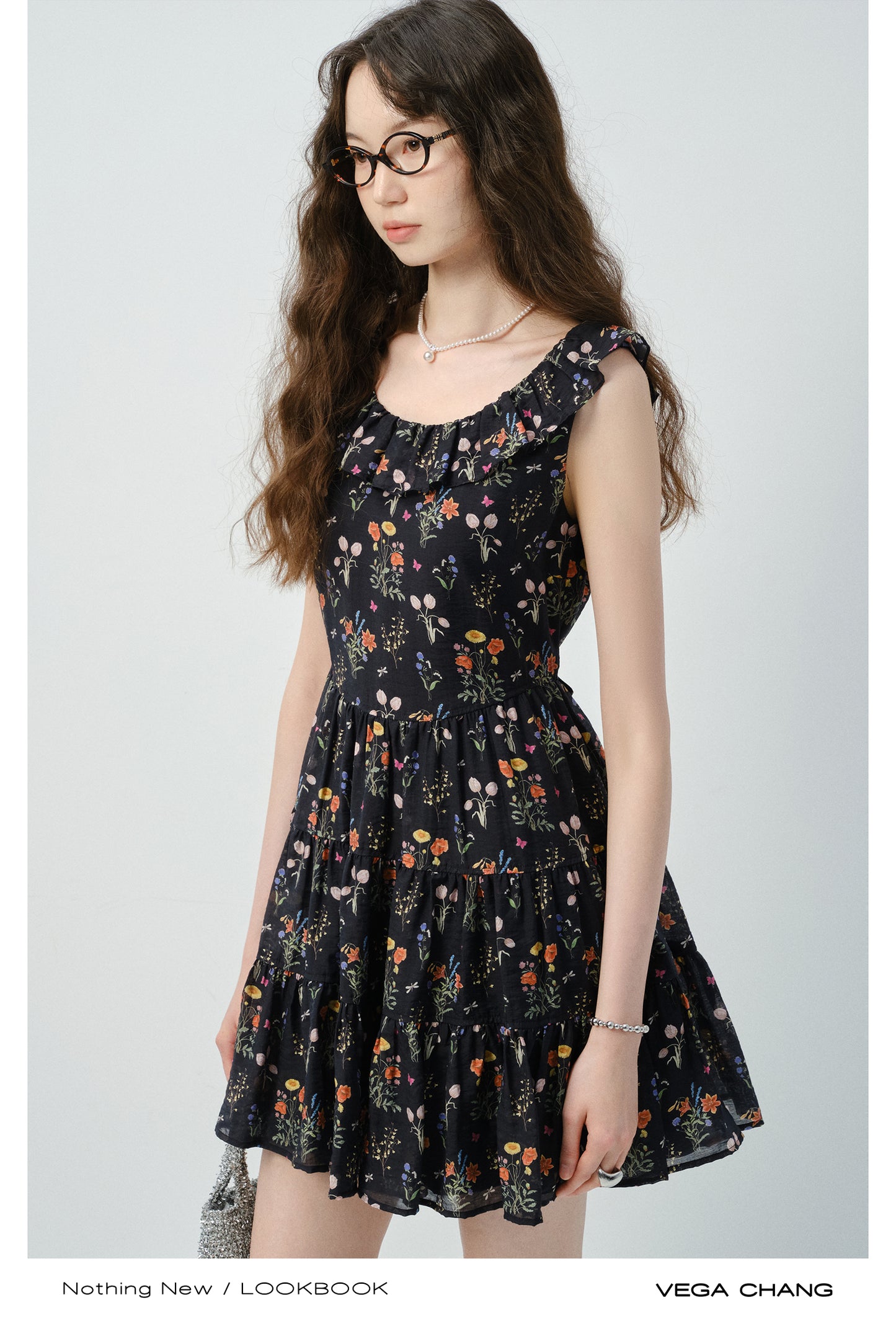 Soft Gathered Mini Dress In Vintage-Style Floral