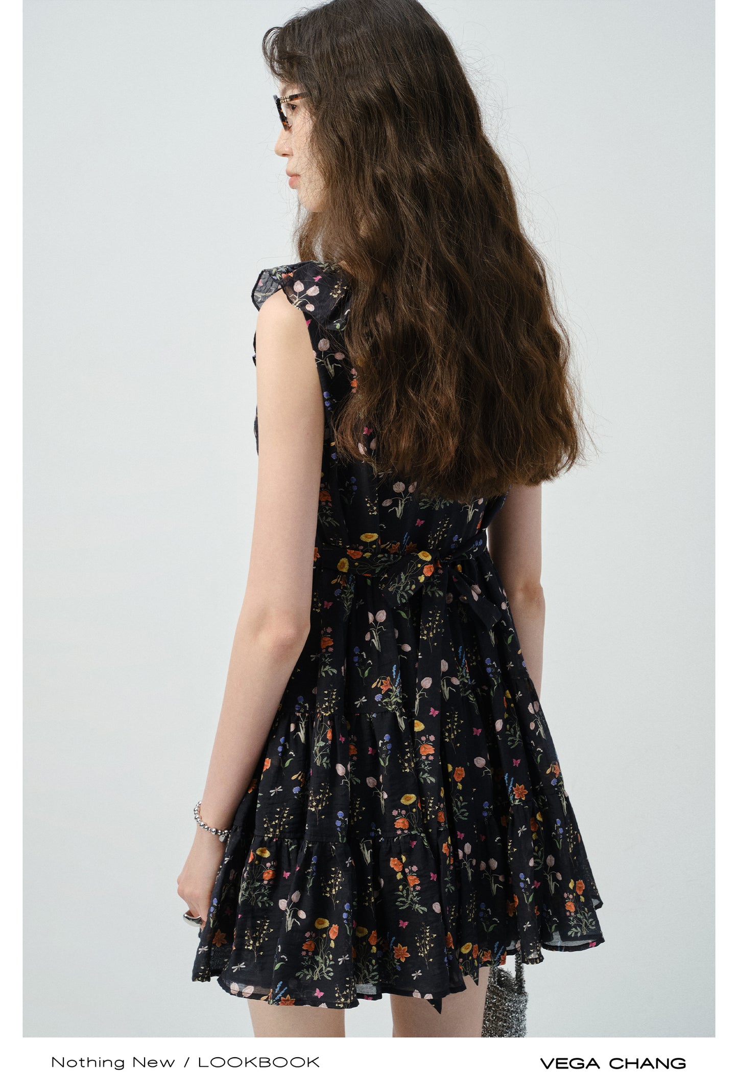 Soft Gathered Mini Dress In Vintage-Style Floral