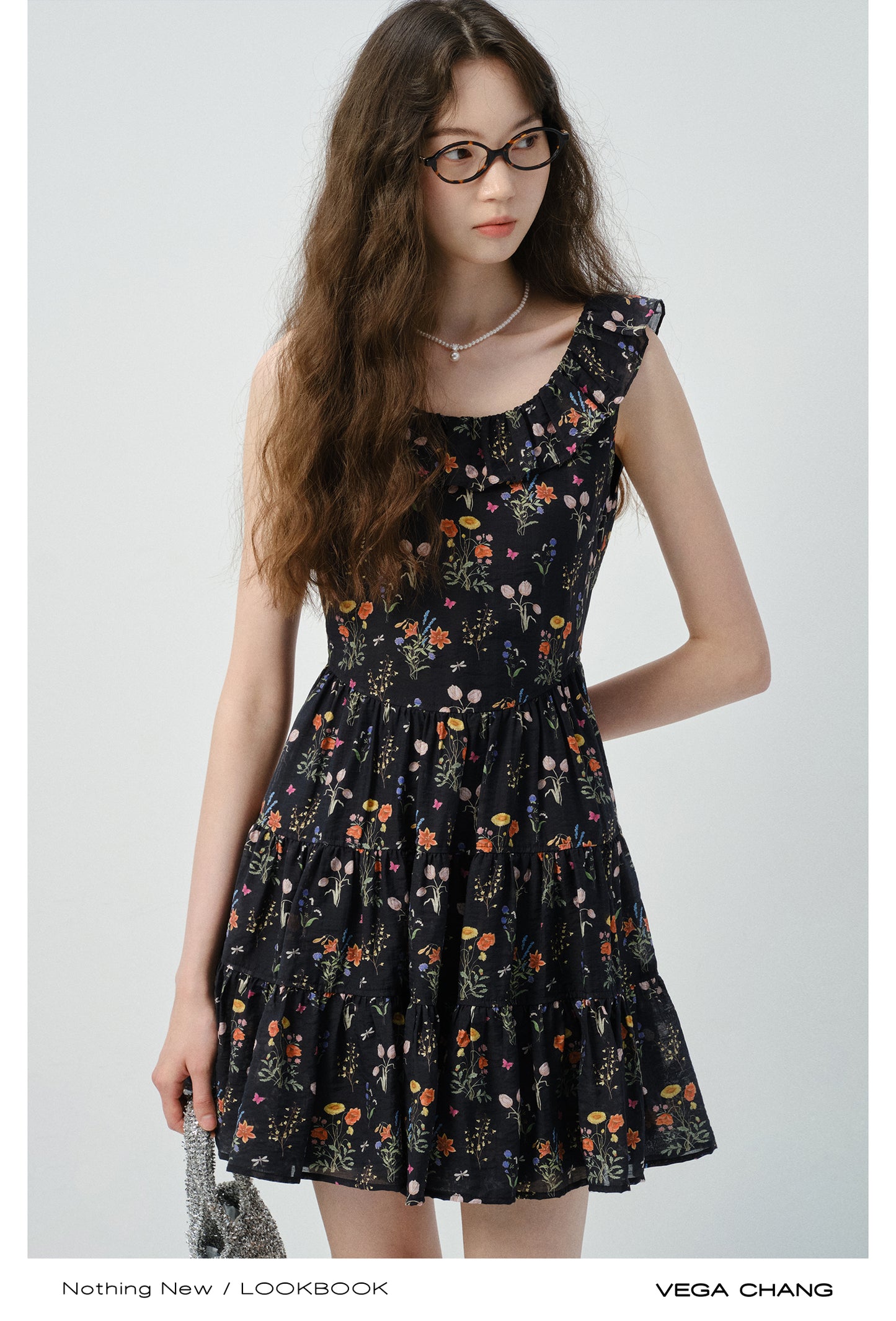 Soft Gathered Mini Dress In Vintage-Style Floral