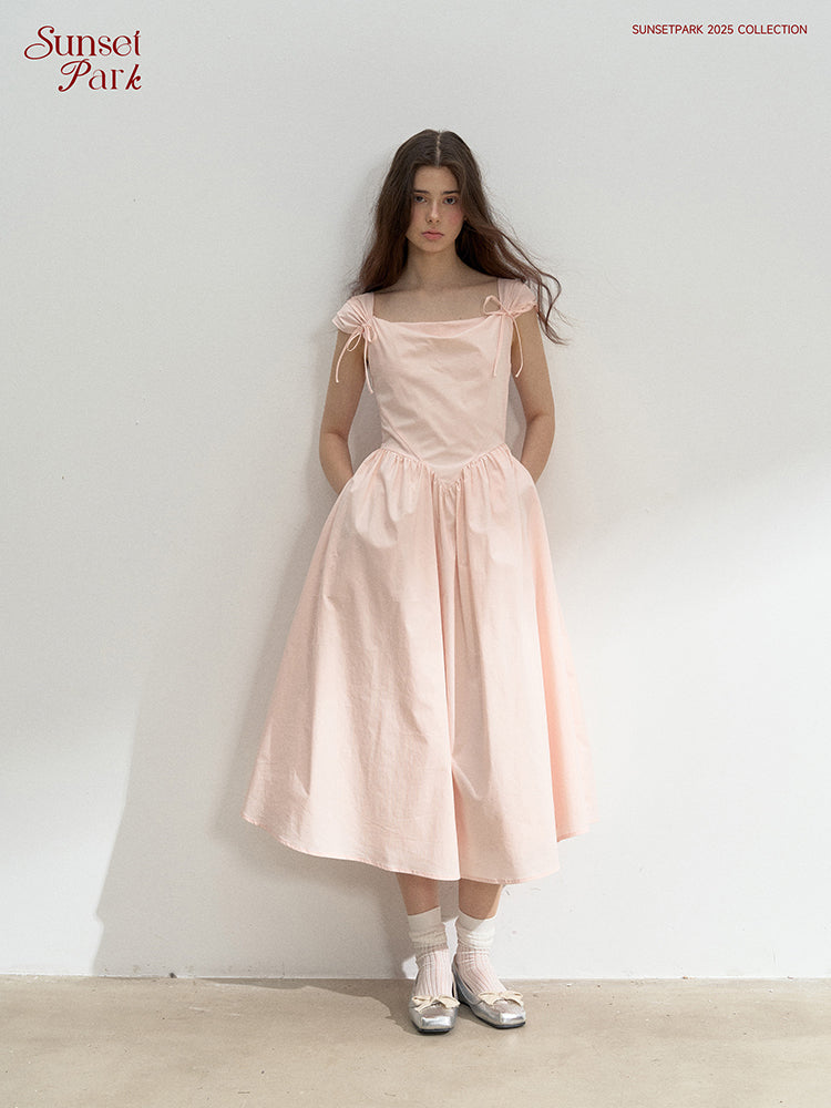 Lace-Up Back Basque Waist Dress