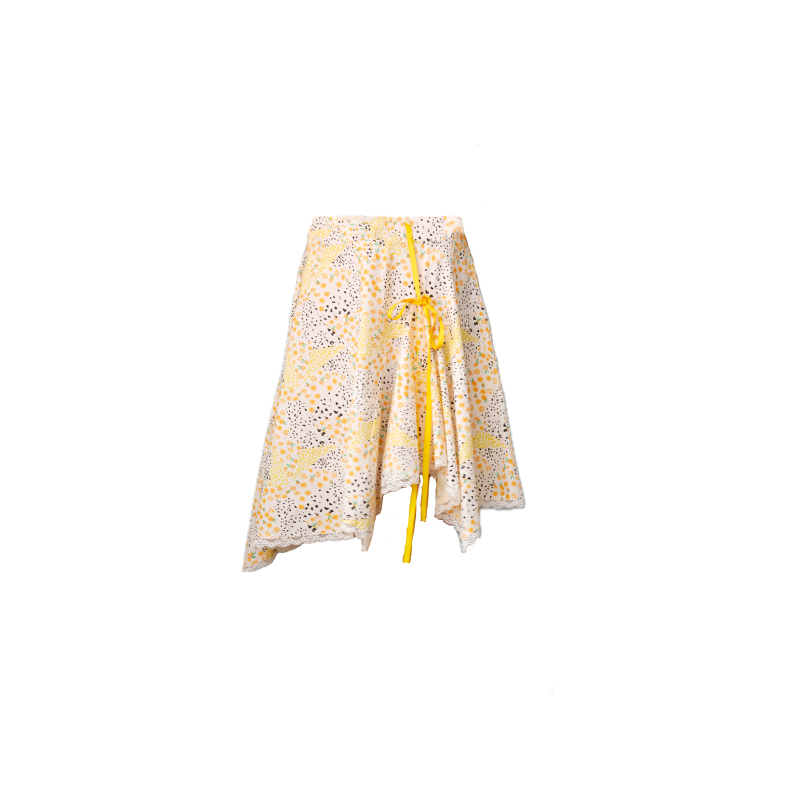 Floral Patchwork Print Asymmetric Midi Skirt