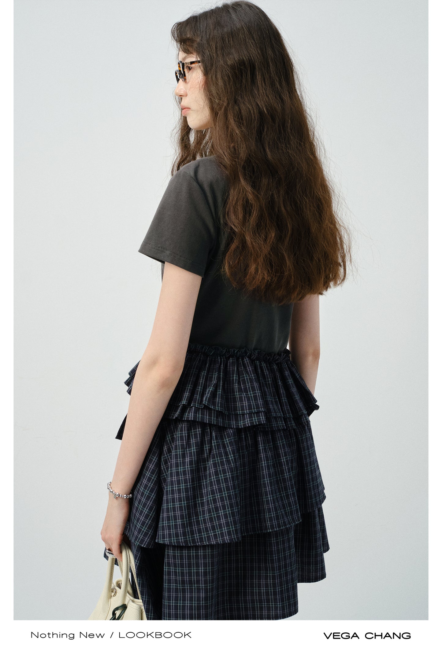 Faux Two-Piece Plaid Tiered Dress