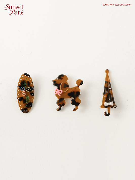 Tortoise Hair Pin (Puppy, Umbrella, Flower)