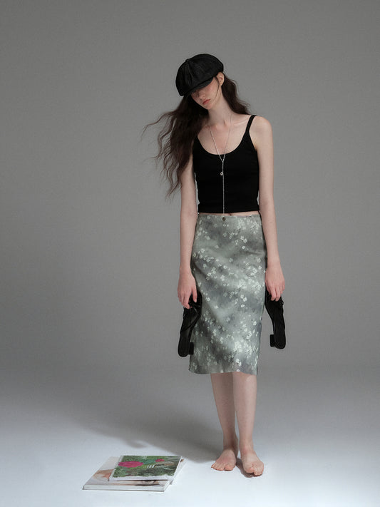 Stretchy Floral Midi Skirt