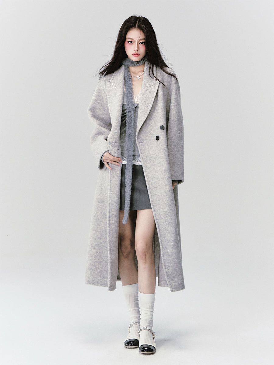 Classic Wool-Blend Peak-Lapel Overcoat