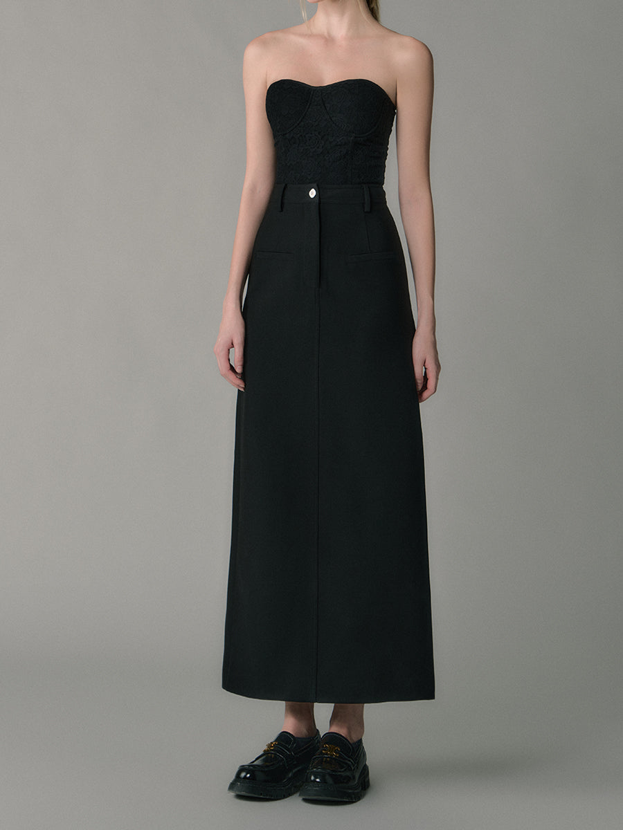 Straight High Waist Maxi Skirt