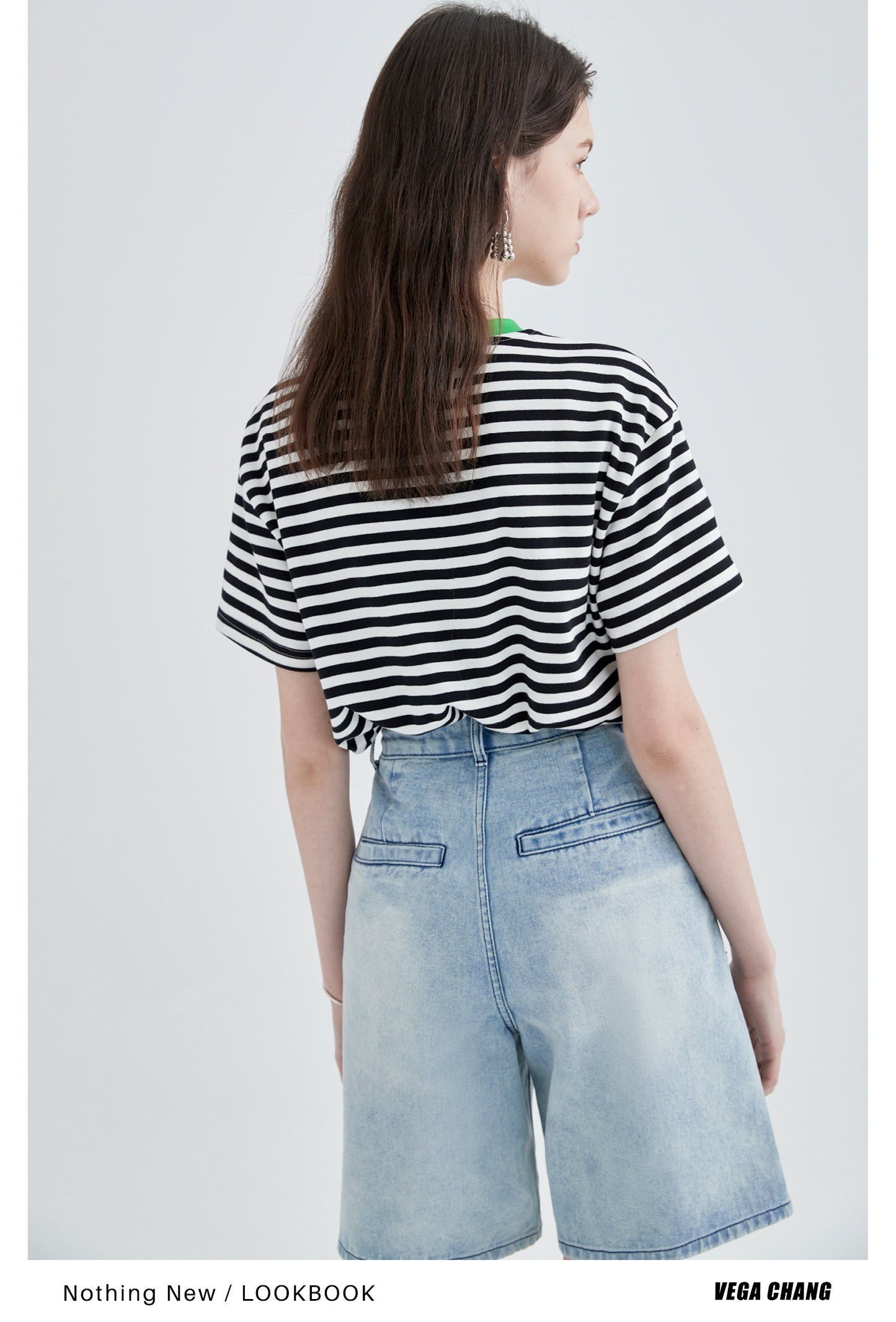 Striped Cotton T-Shirt With Contrast Neckline
