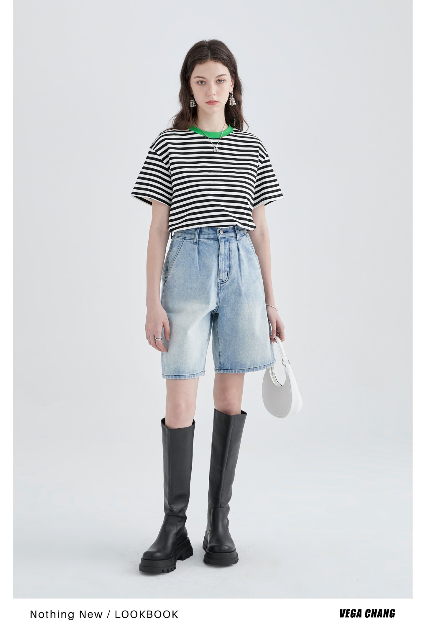 Striped Cotton T-Shirt With Contrast Neckline