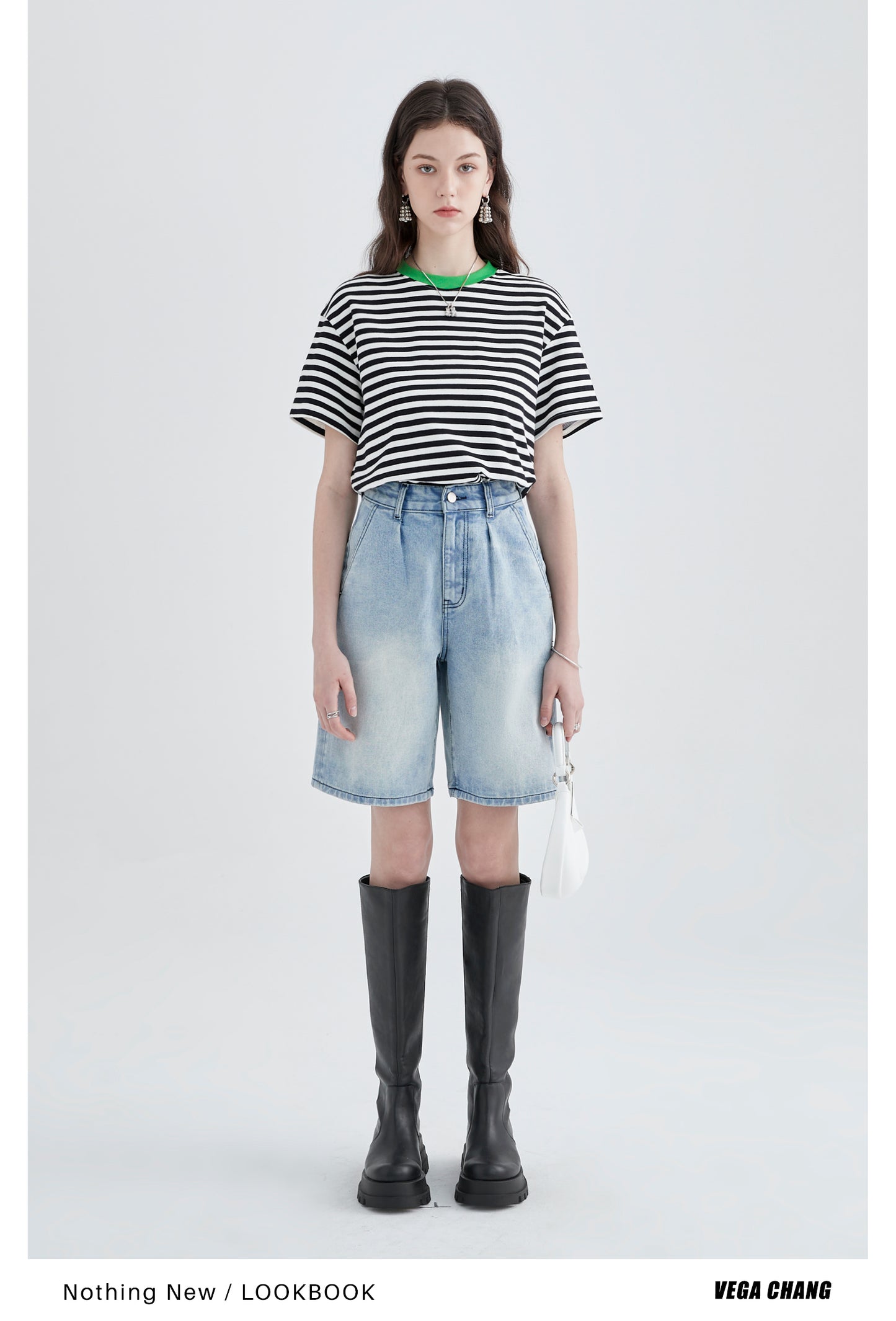 Striped Cotton T-Shirt With Contrast Neckline