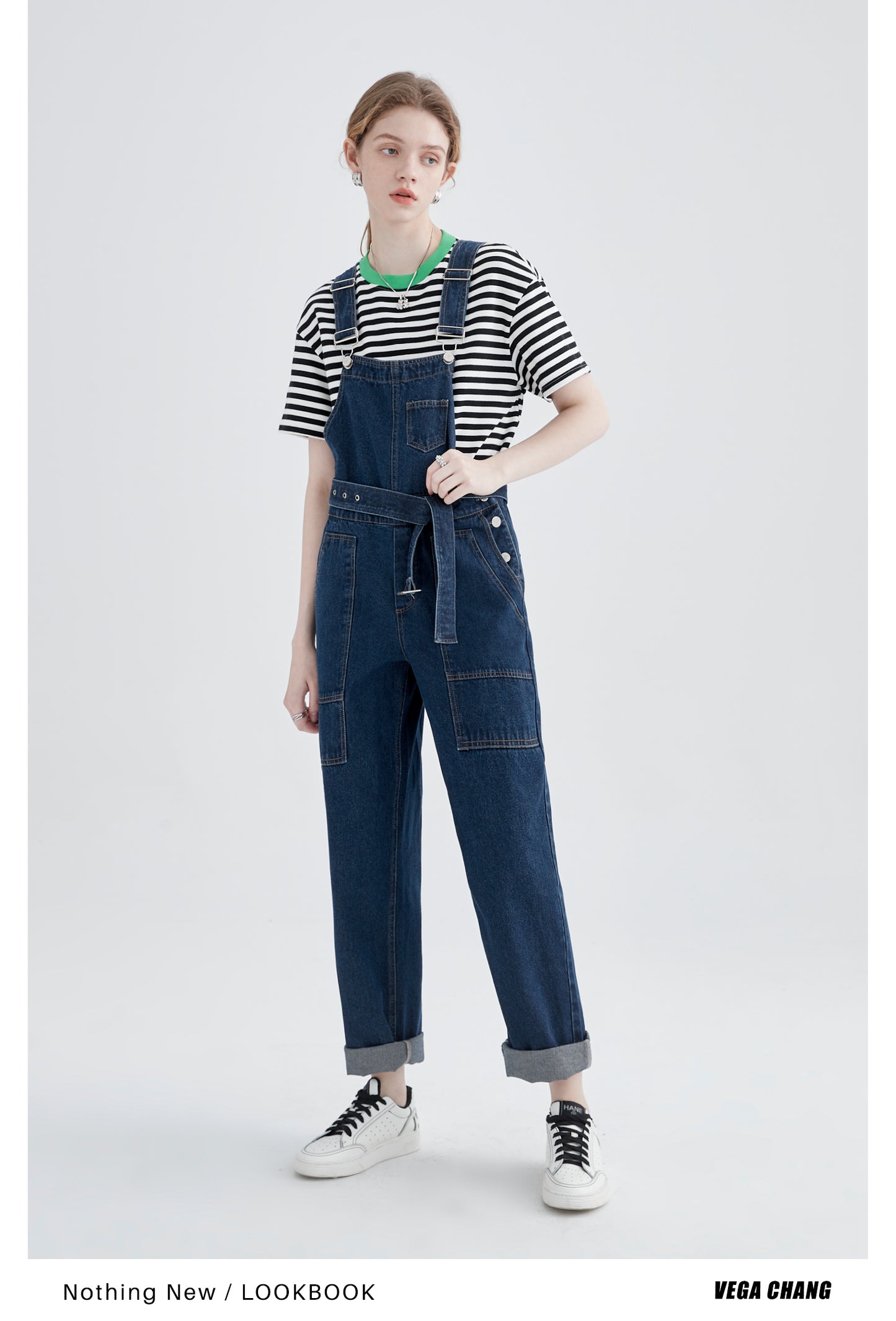 Striped Cotton T-Shirt With Contrast Neckline