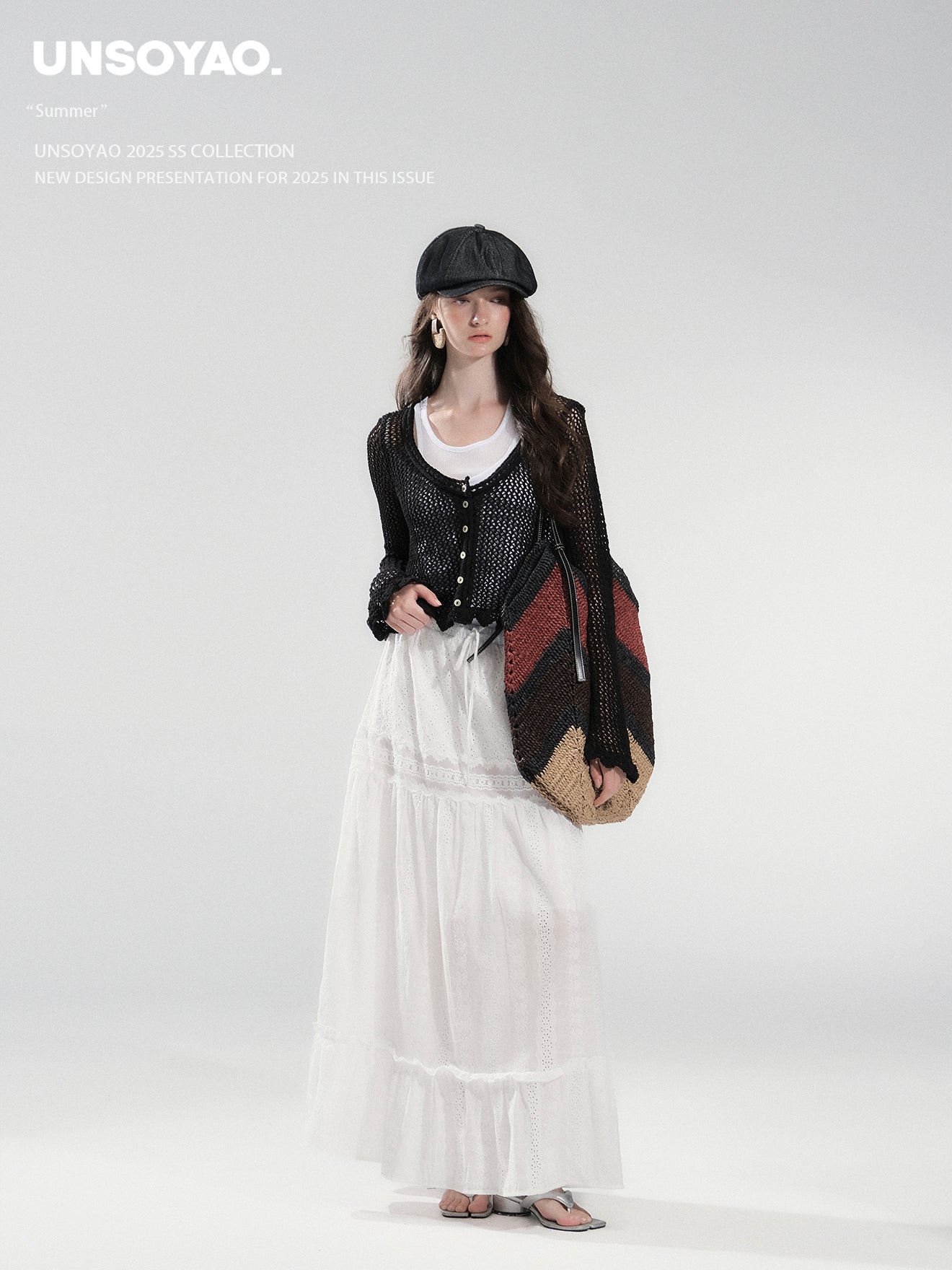 Mesh Knit Cotton Blend Cardigan