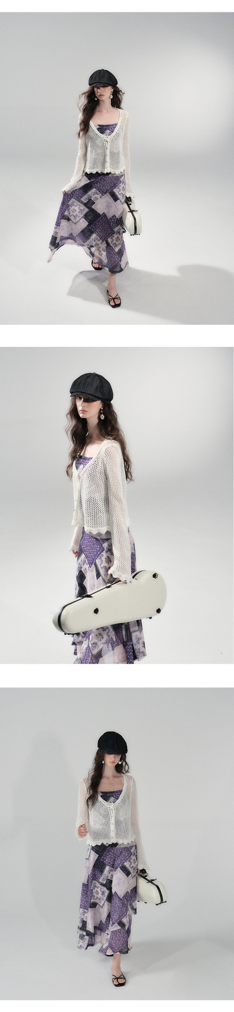 Mesh Knit Cotton Blend Cardigan