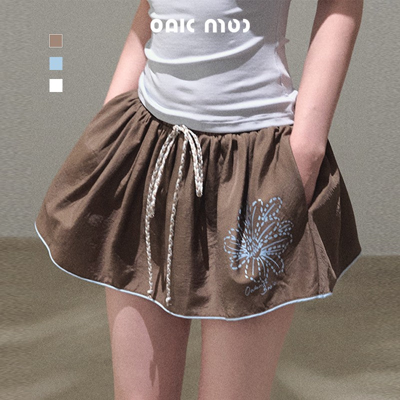 Micro Flare Skirt With Flower Motif
