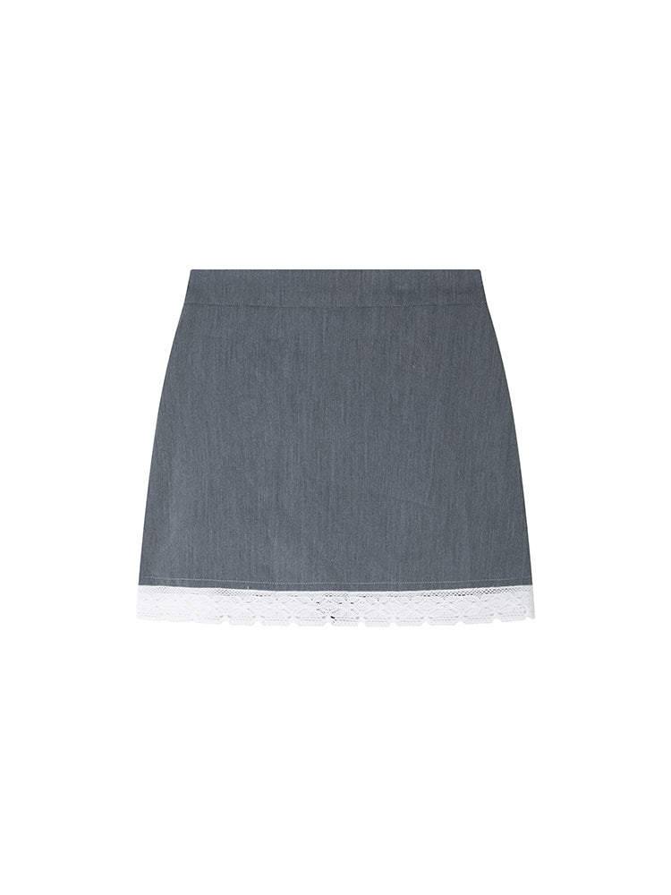 Lace-Trimmed High Waist Hugging Skirt