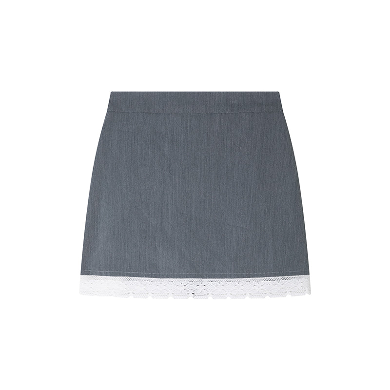 Lace-Trimmed High Waist Hugging Skirt