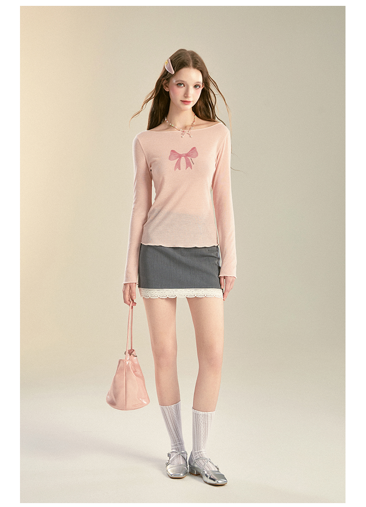 Lace-Trimmed High Waist Hugging Skirt