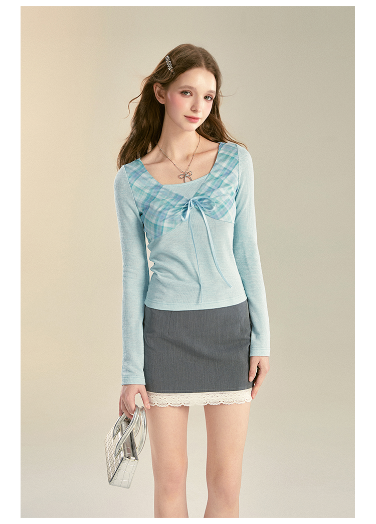 Lace-Trimmed High Waist Hugging Skirt