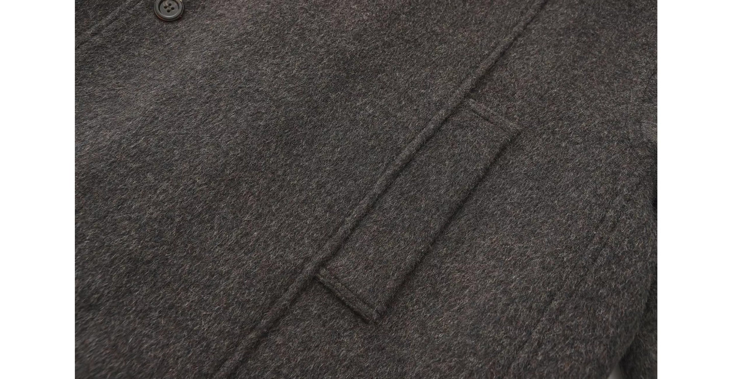 Voluminous Wool Blend Belted Short Coat