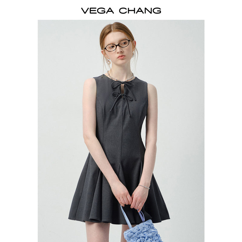 Tie Detail Sleeveless Tailored Dress