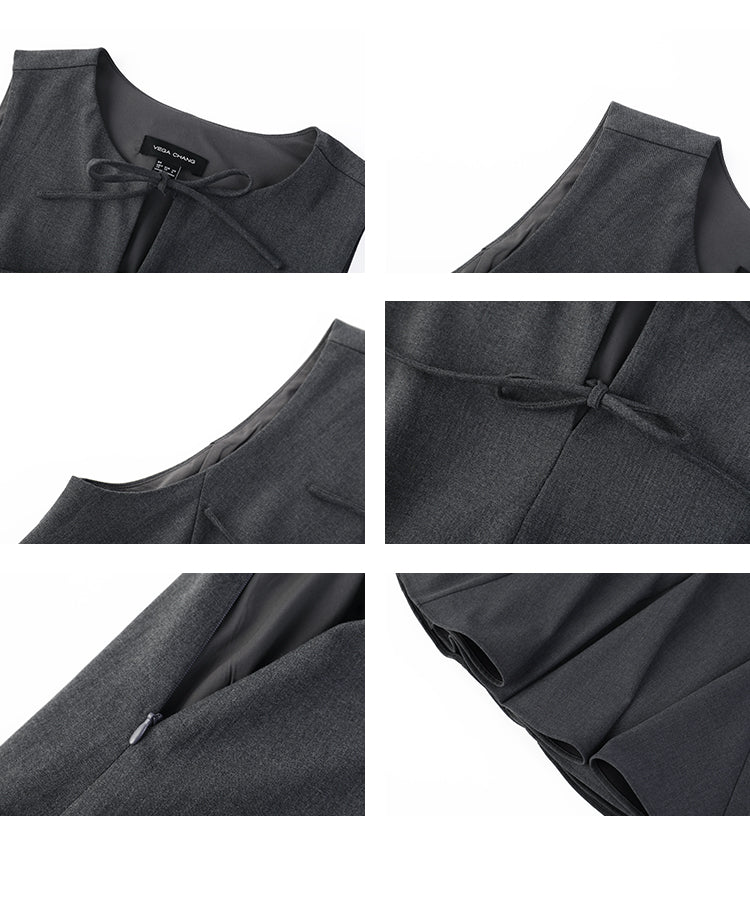 Tie Detail Sleeveless Tailored Dress