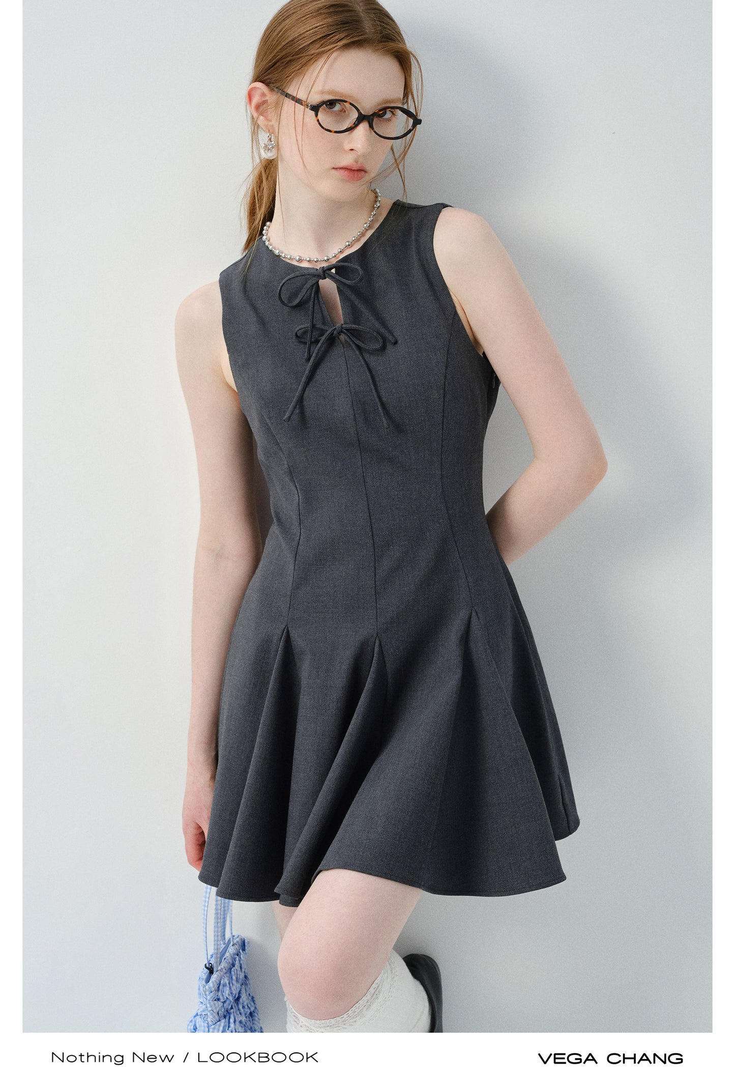 Tie Detail Sleeveless Tailored Dress