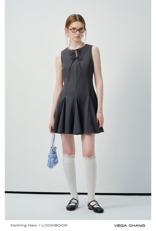 Tie Detail Sleeveless Tailored Dress