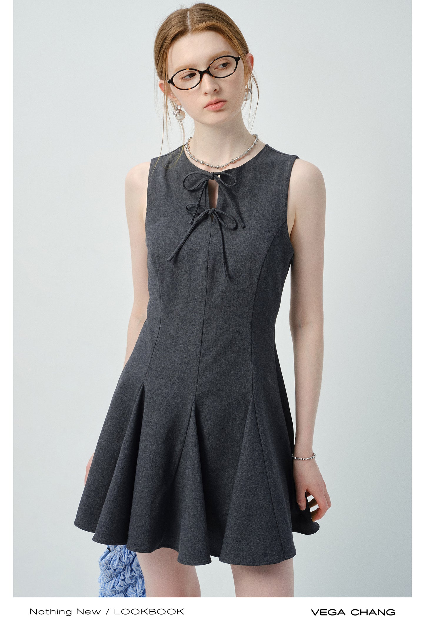 Tie Detail Sleeveless Tailored Dress