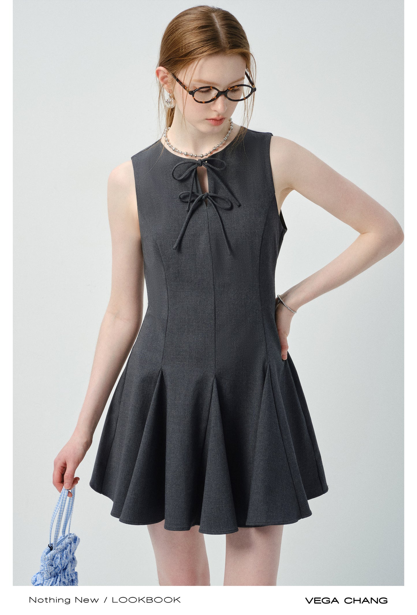 Tie Detail Sleeveless Tailored Dress