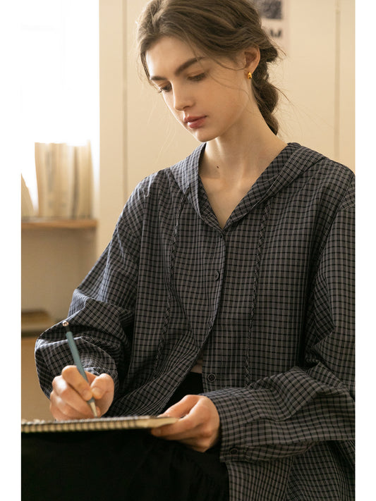 Grid Check Hooded Shirt