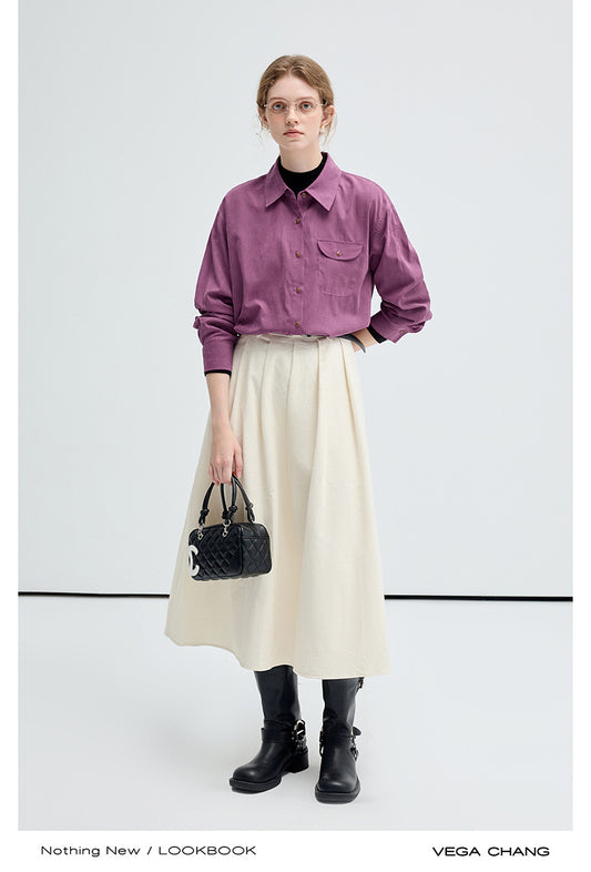 Elegant Brushed Velvety Soft Button-Up Shirt