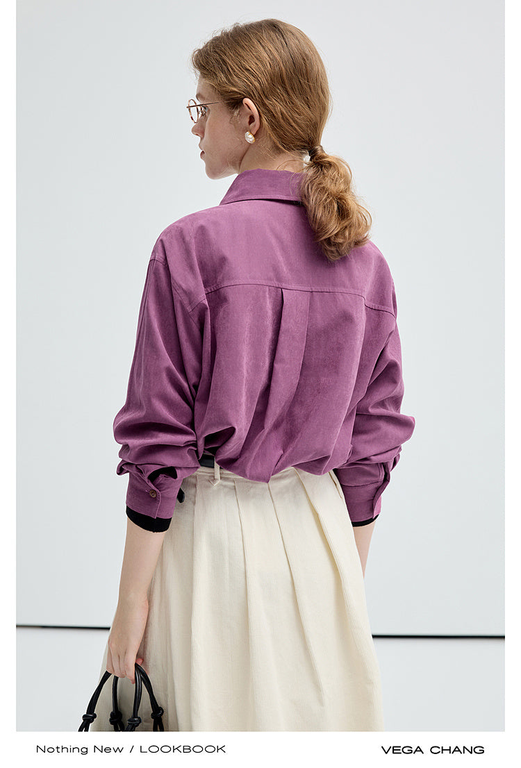 Elegant Brushed Velvety Soft Button-Up Shirt