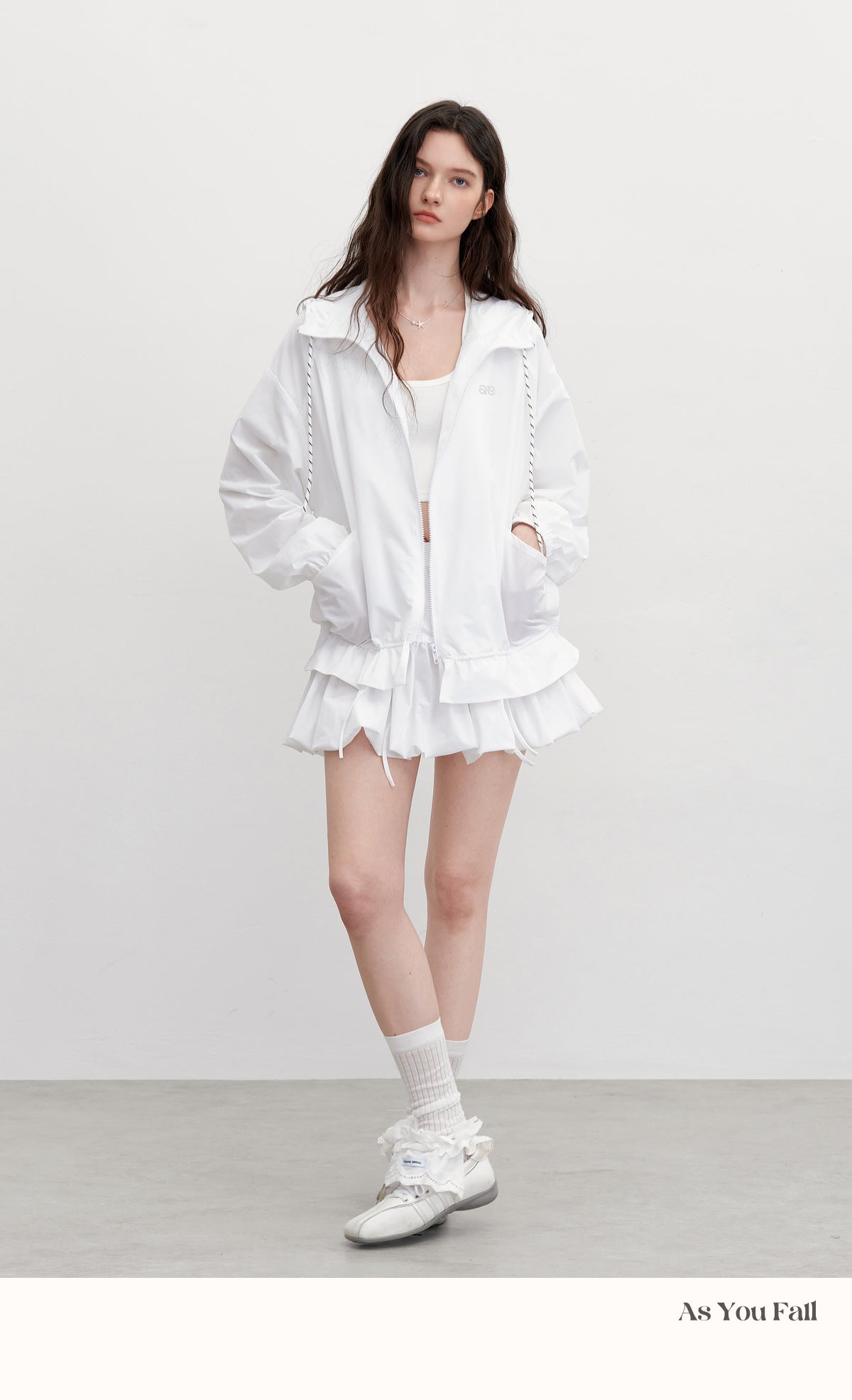 Bubble Skirt With Bow Detail & Hooded Jacket