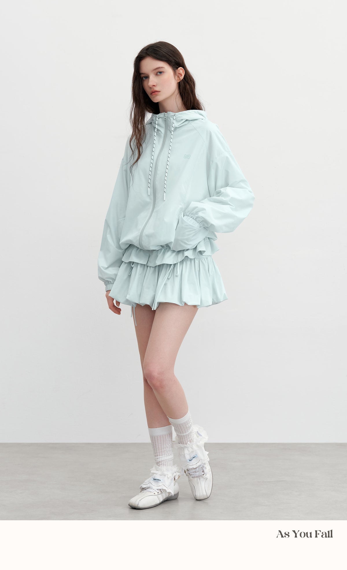 Bubble Skirt With Bow Detail & Hooded Jacket