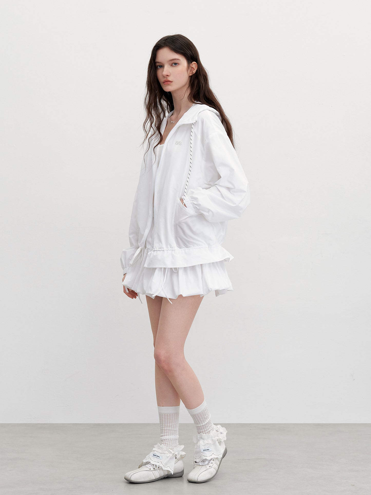 Bubble Skirt With Bow Detail & Hooded Jacket