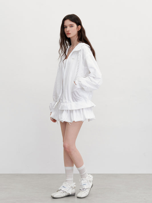 Bubble Skirt With Bow Detail & Hooded Jacket