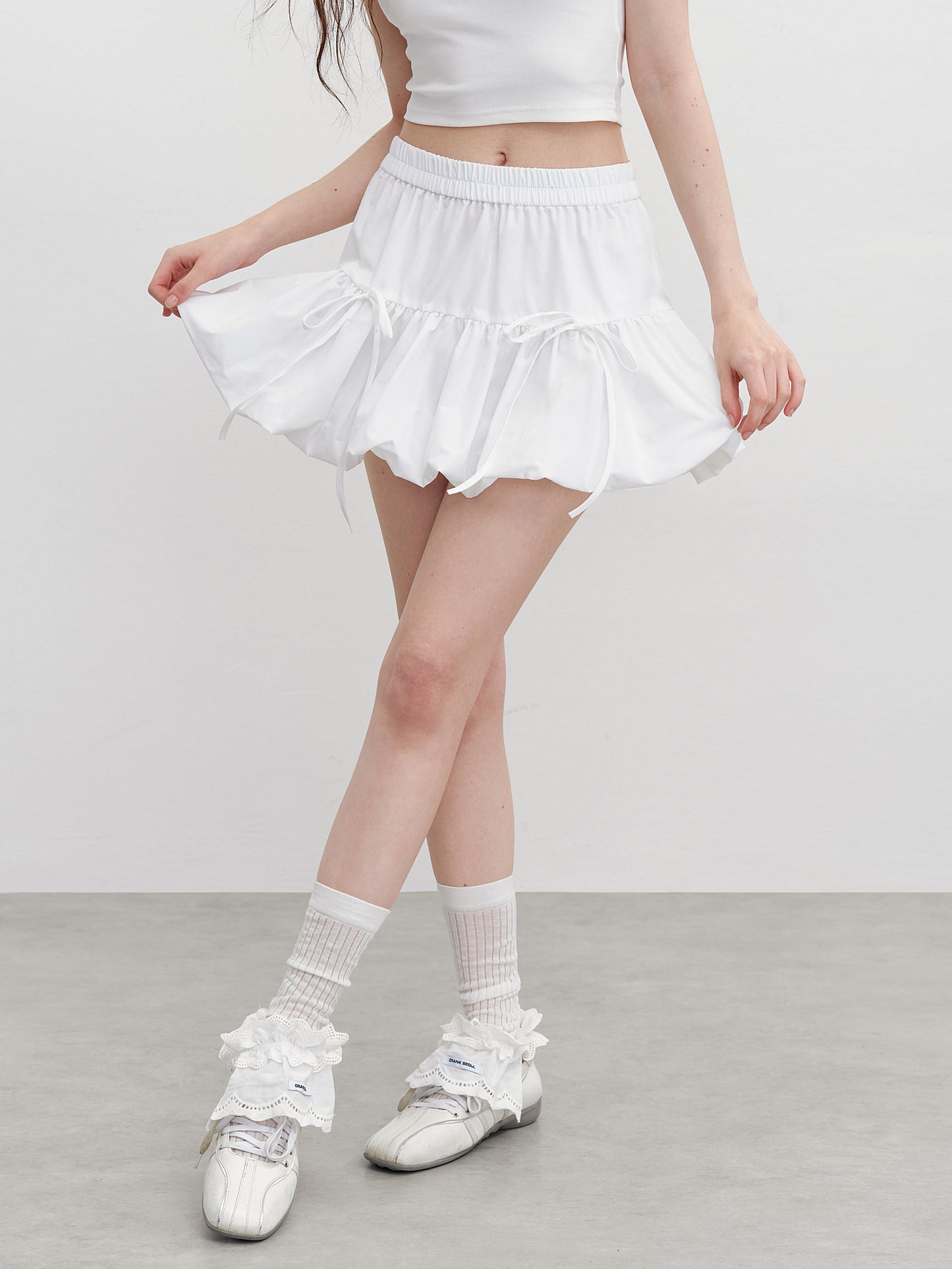 Bubble Skirt With Bow Detail & Hooded Jacket