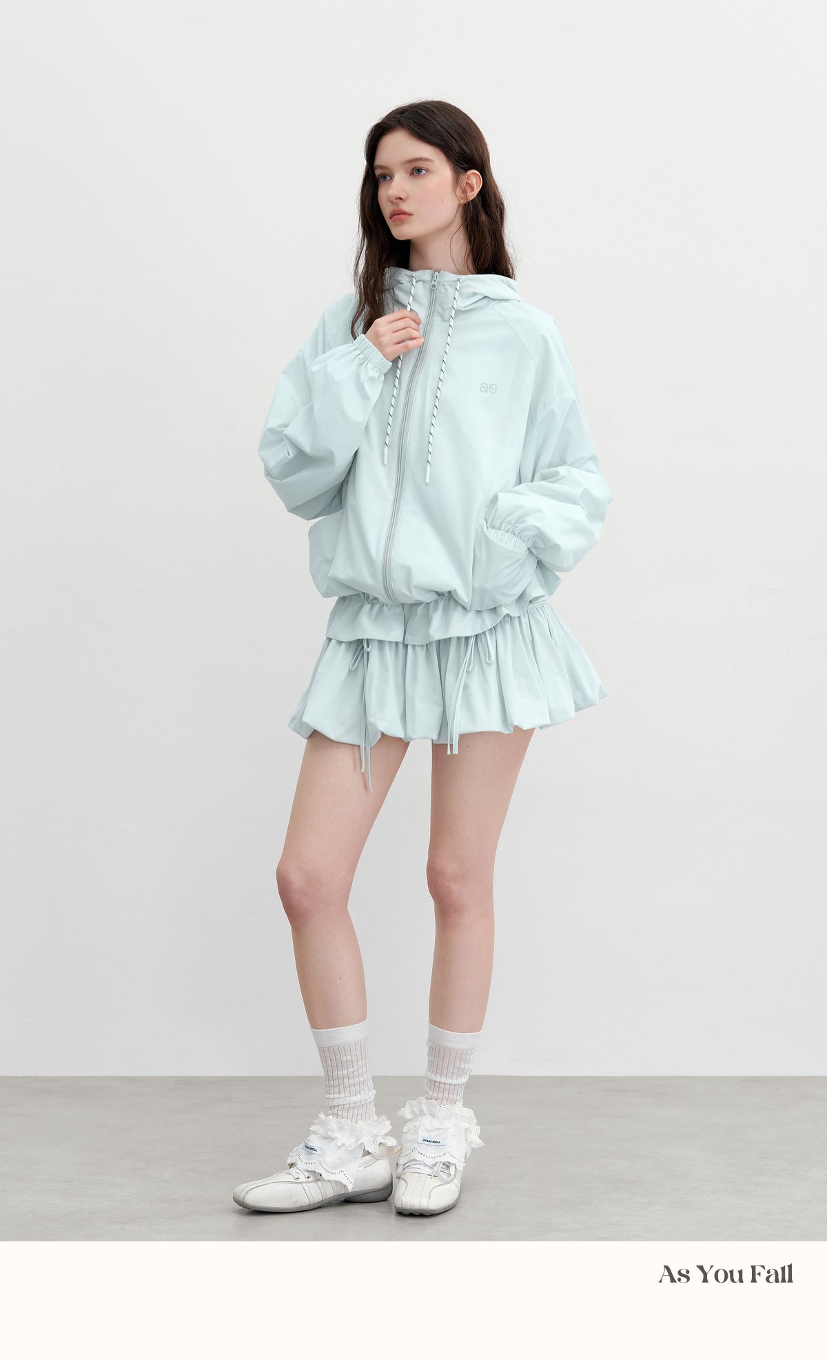 Bubble Skirt With Bow Detail & Hooded Jacket