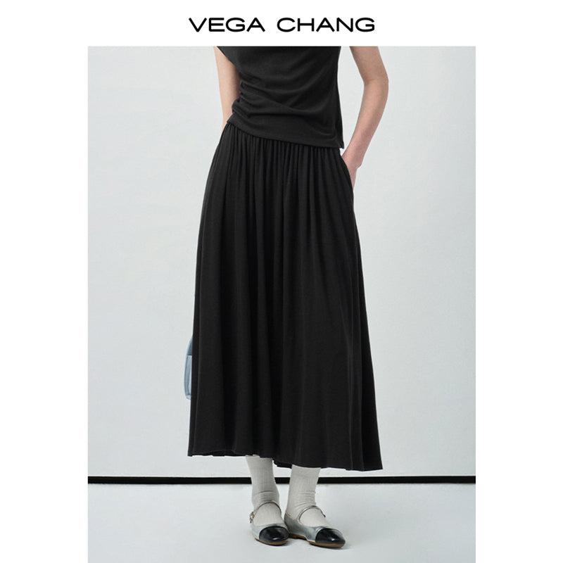 Draped Boat Neck Top & Maxi Skirt