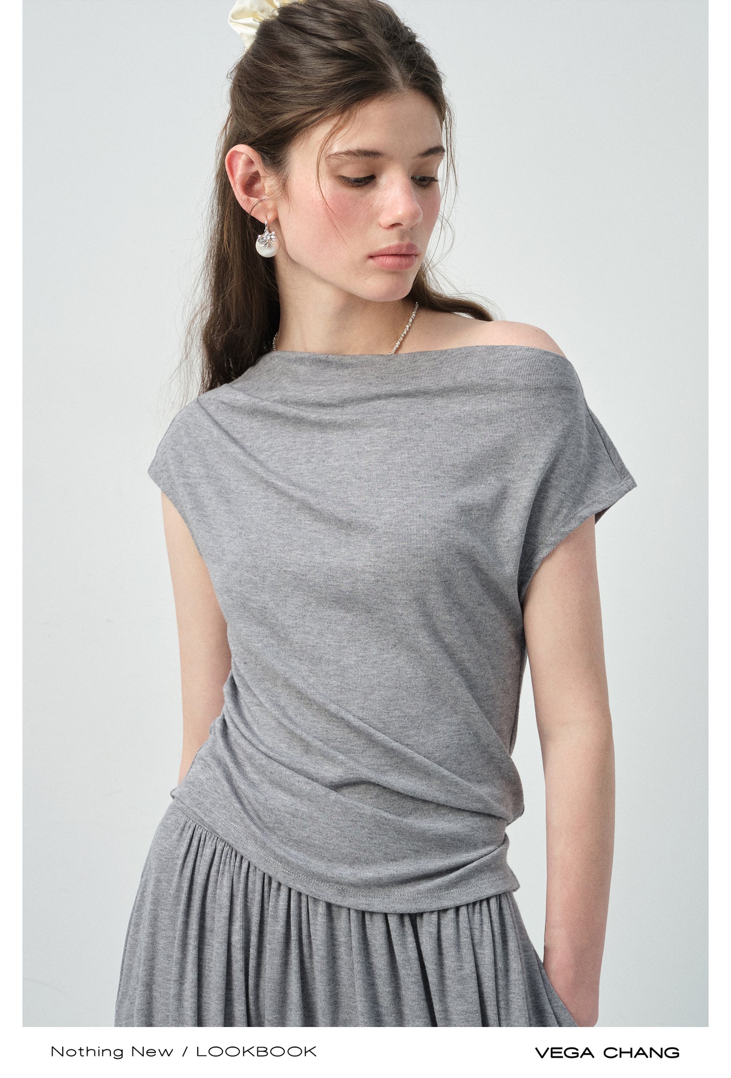 Draped Boat Neck Top & Maxi Skirt