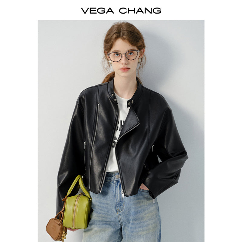 Faux Leather Minimalist Motorcycle Jacket