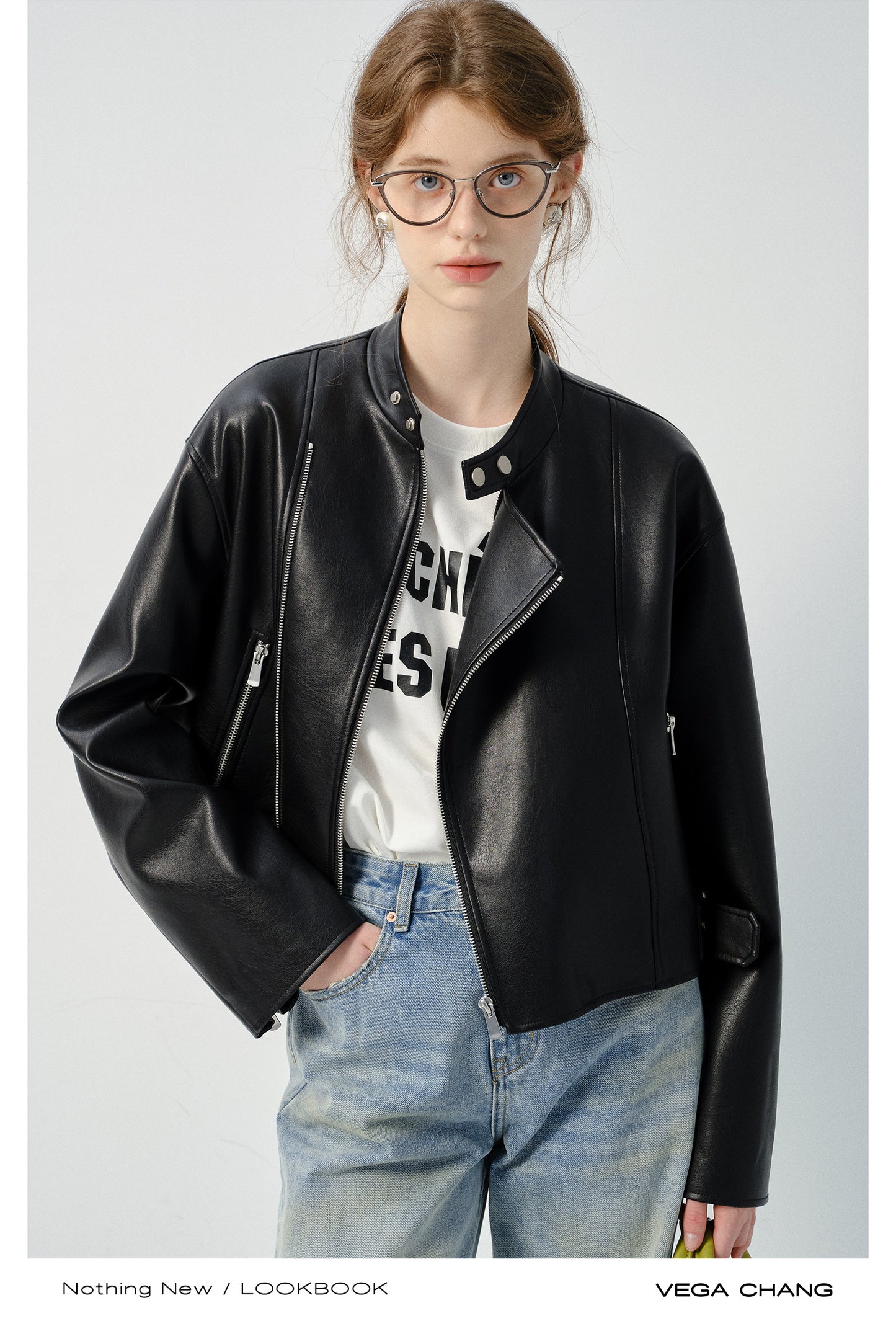 Faux Leather Minimalist Motorcycle Jacket