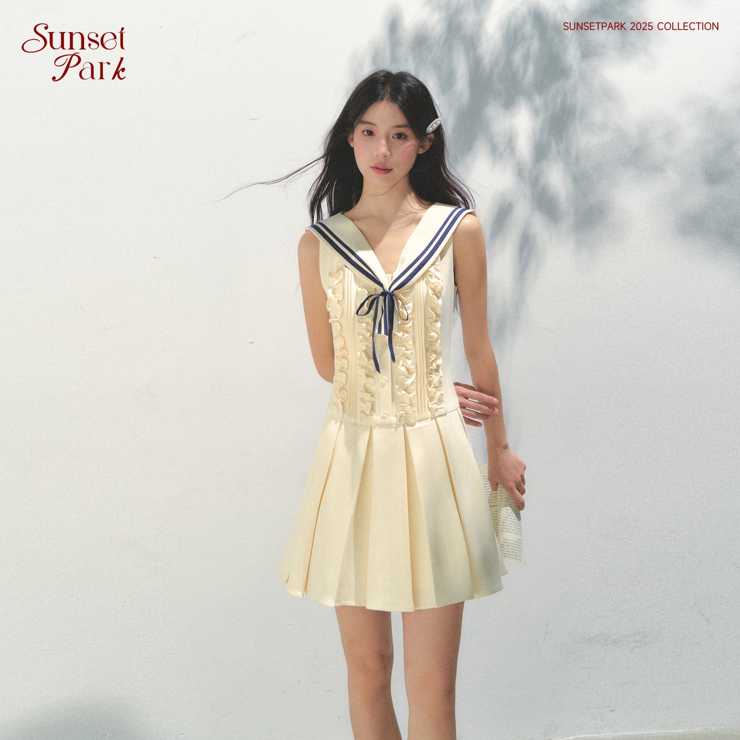 Sleeveless Frill Dress With Removable Sailor Collar