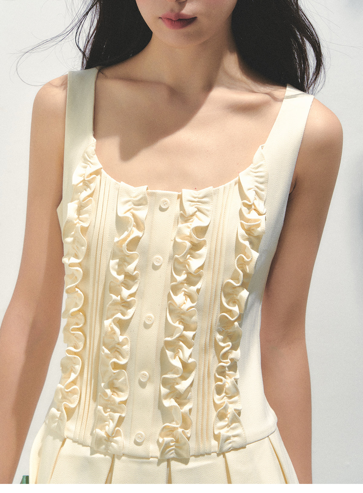 Sleeveless Frill Dress With Removable Sailor Collar