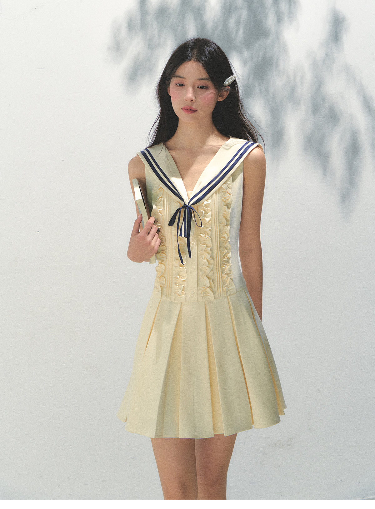 Sleeveless Frill Dress With Removable Sailor Collar