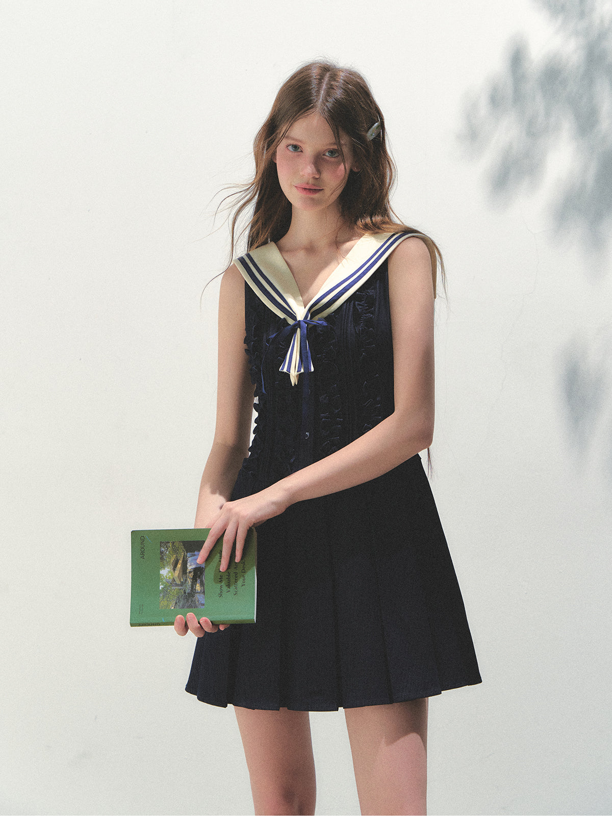 Sleeveless Frill Dress With Removable Sailor Collar
