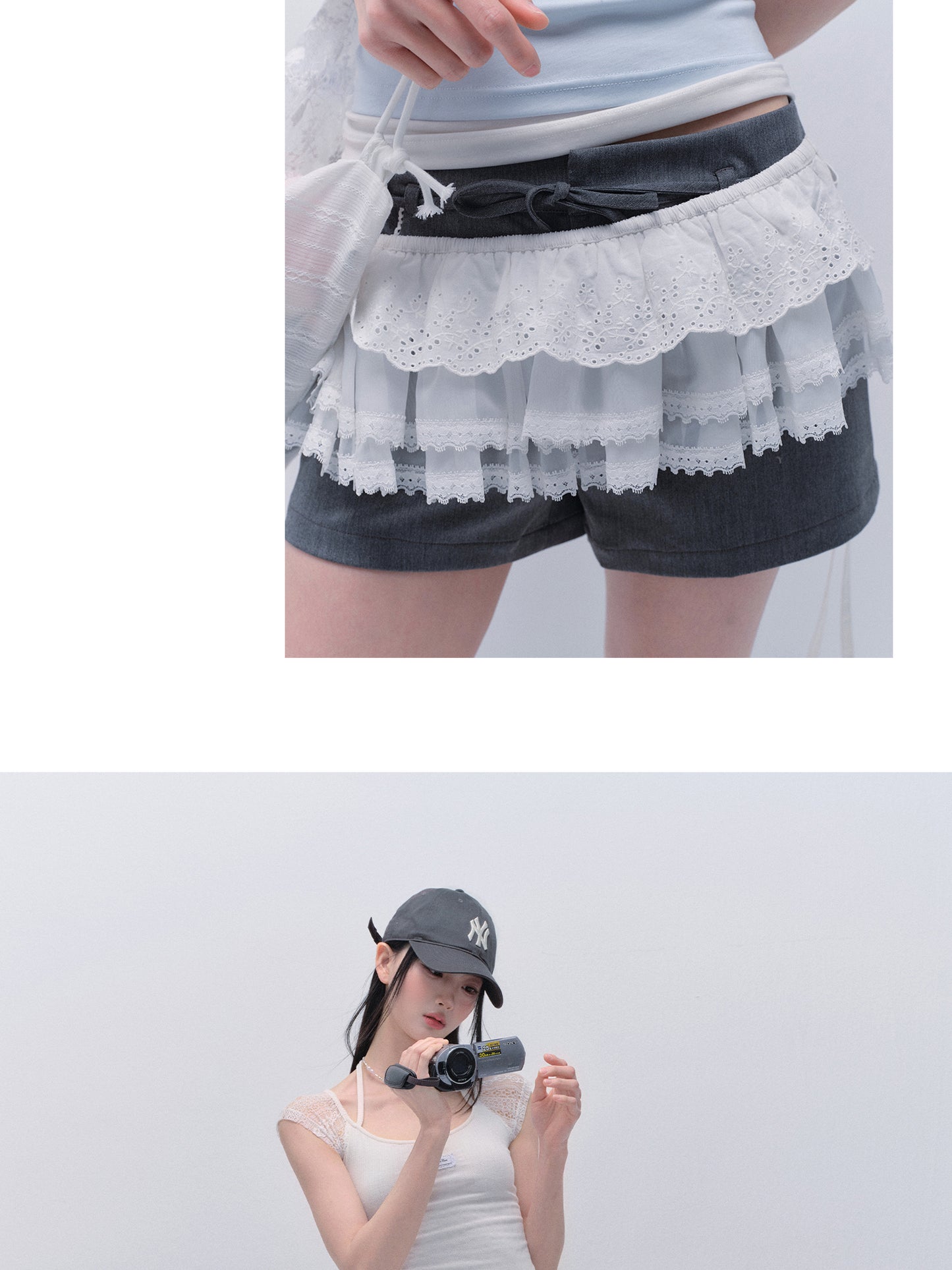 Lace Overlay With Elastic Tie Waist